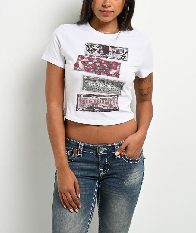 True Religion Money White Crop T-Shirt - True Religion