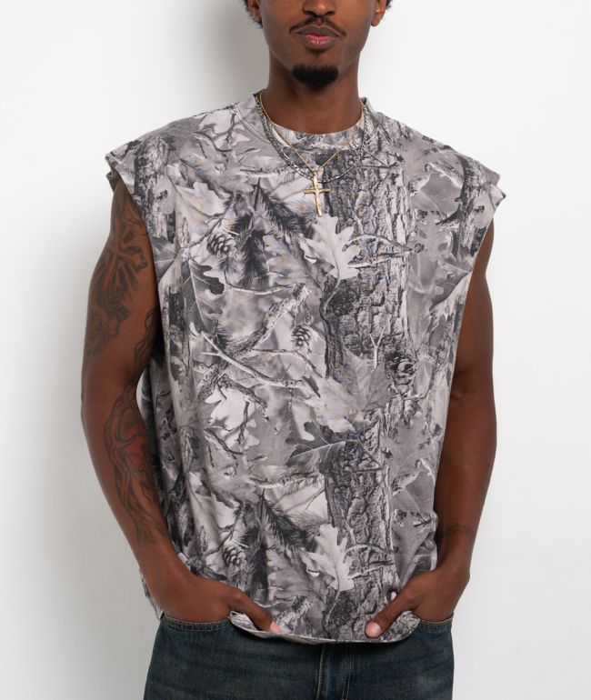 ITA Grey Camo Boxy Tank Top - ITA