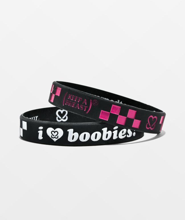 Keep A Breast Foundation x Vans Warped Tour I Heart Boobies Black & Pink 2 Pack Bracelets - Keep A Breast Foundation