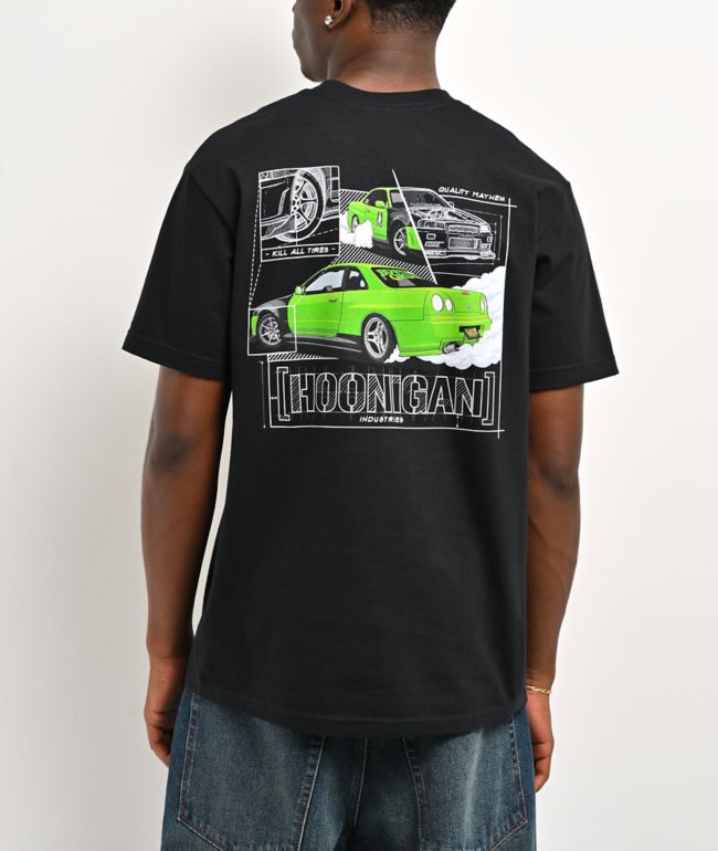 Hoonigan Mayhem Blueprint Black T-Shirt - HOONIGAN