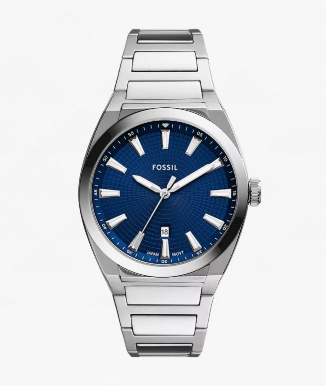 Fossil Everett Silver & Navy Analog Watch - Fossil