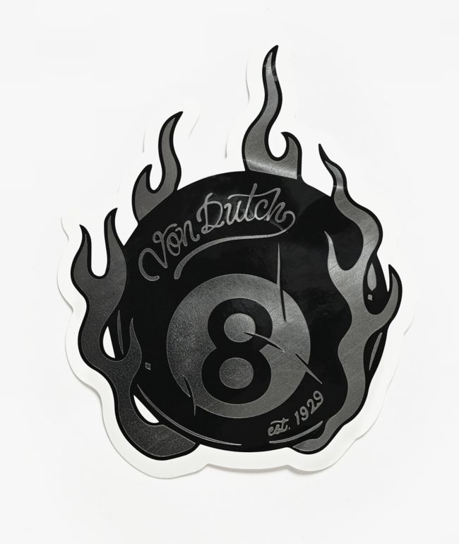 Von Dutch Flaming 8 Ball Foil Sticker - Color Bars