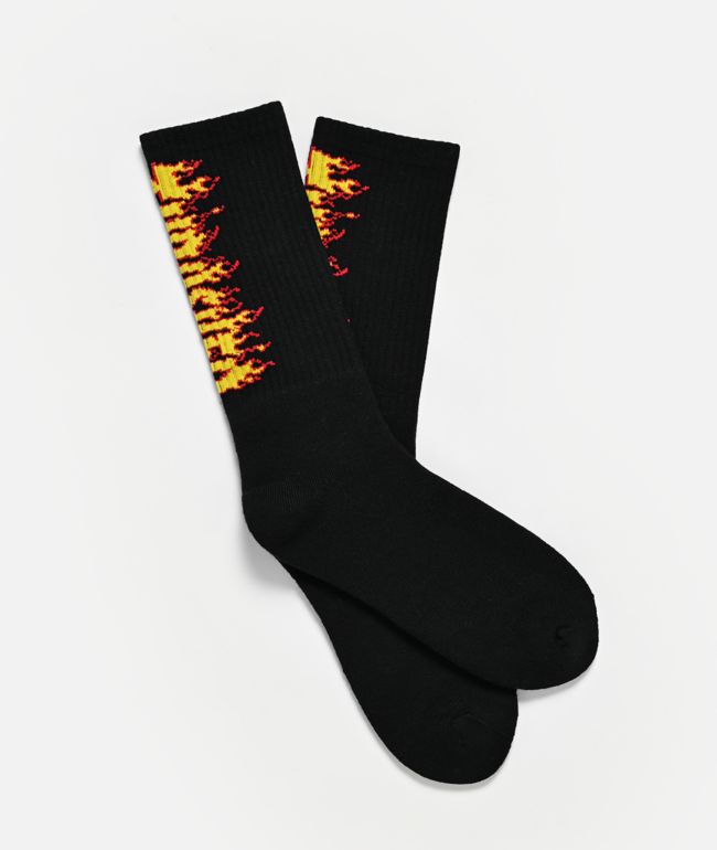 Thrasher Flame Black Crew Socks - Thrasher