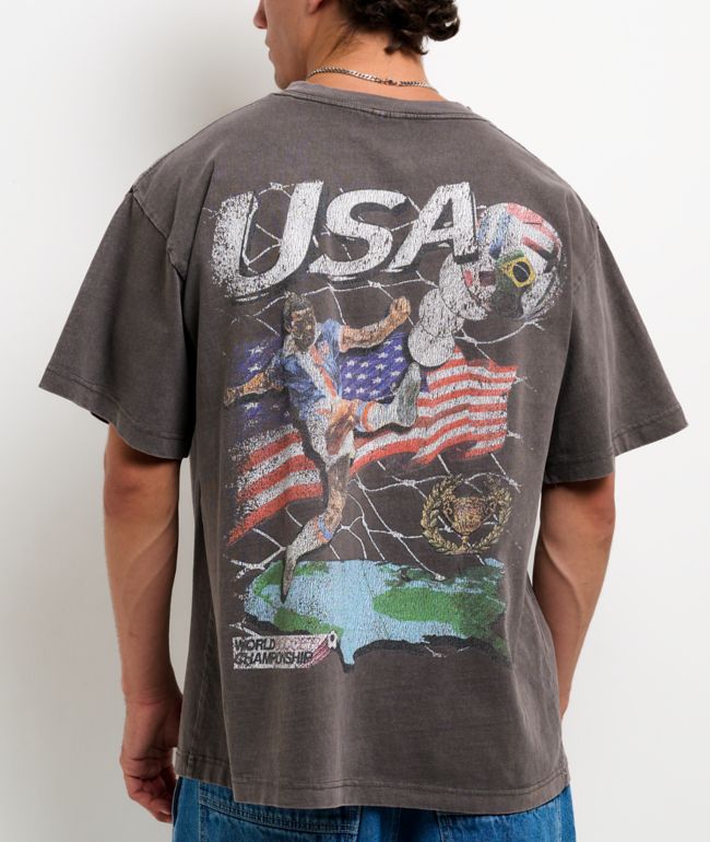Ninth Hall USA World Soccer Championship Vintage Grey T-Shirt - Ninth Hall