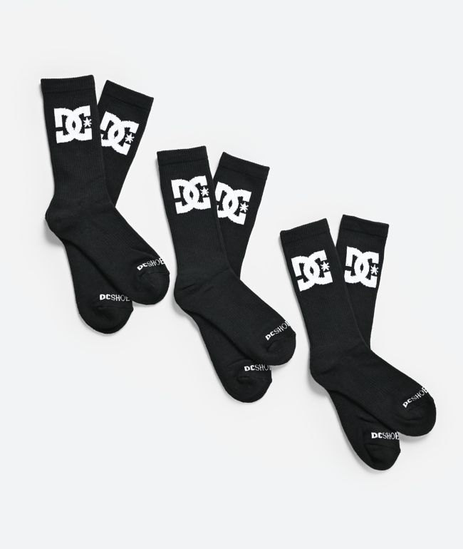 DC Big Star 3 Pack Black Crew Socks - DC
