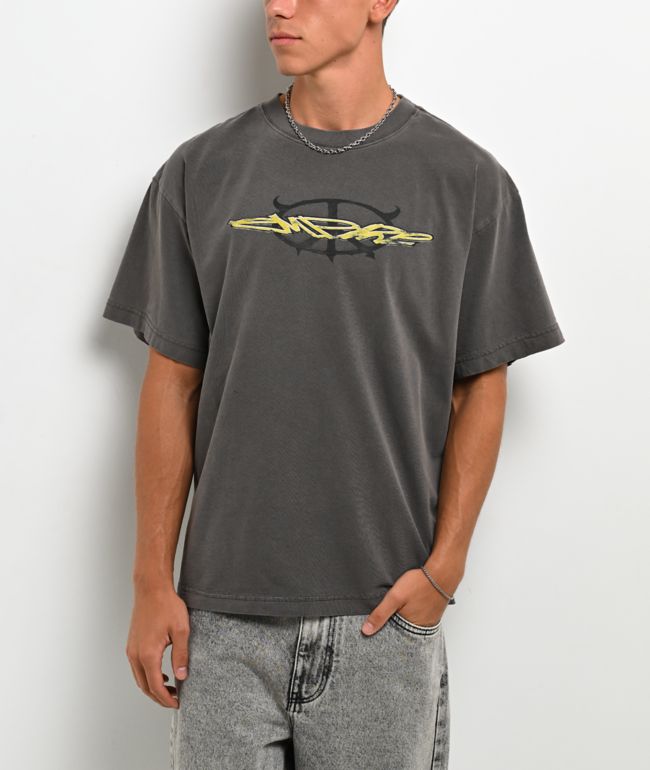 Empyre Skurf Peace Sign Grey Wash T-Shirt - Empyre
