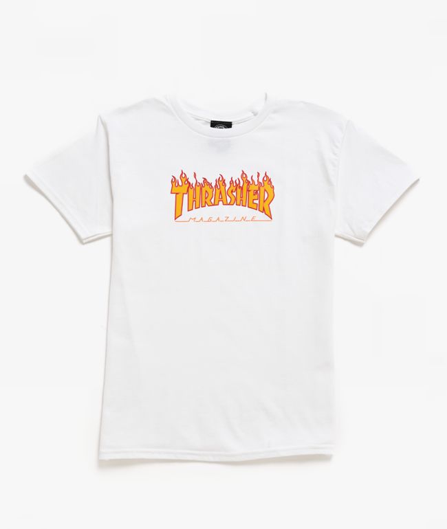 Thrasher Kids Flame White T-Shirt - Thrasher