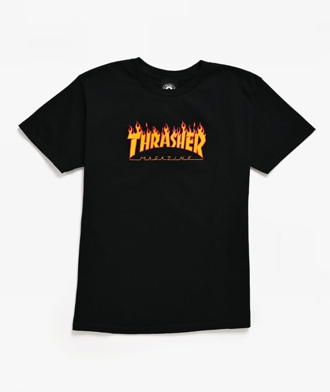 Thrasher Kids Flame Black T-Shirt - Thrasher