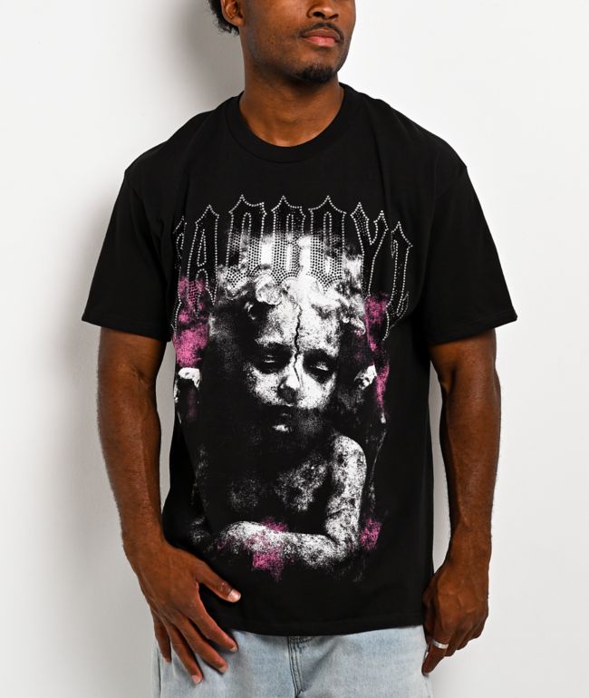 $AD BOYZ by Junior H Angel Stones Black T-Shirt - SAD BOYZ