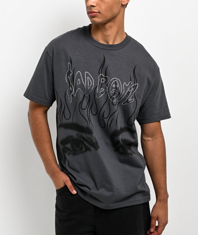 $AD BOYZ by Junior H Flames Stoes Grey T-Shirt - SAD BOYZ