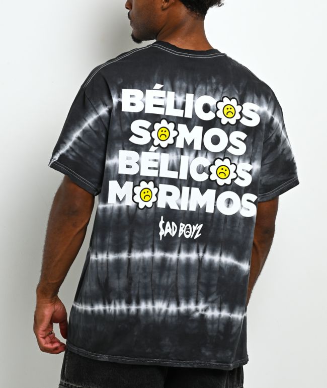 $AD BOYZ by Junior H Belicos Somos Black & White Tie Dye T-Shirt - SAD BOYZ