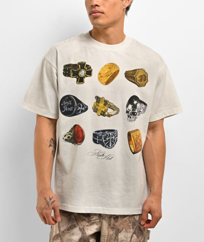 Ninth Hall Accessorized Dirty Wash White T-Shirt - Ninth Hall
