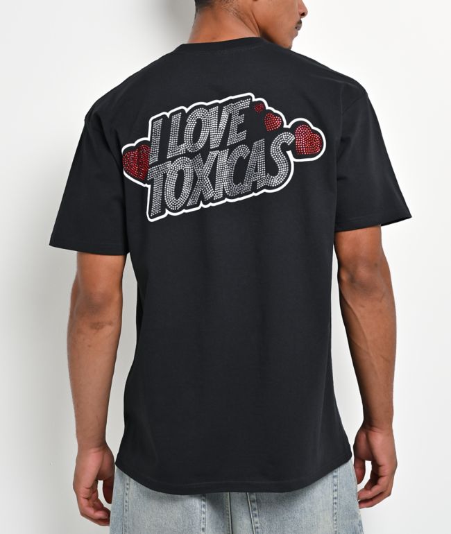 Chicos Toxicos I Love Toxicas Rhinestone Black T-Shirt - Chicos Toxicos
