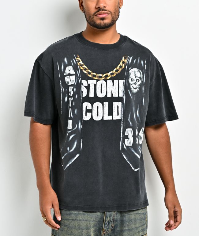 WWE Vested Black Wash T-Shirt - WWE