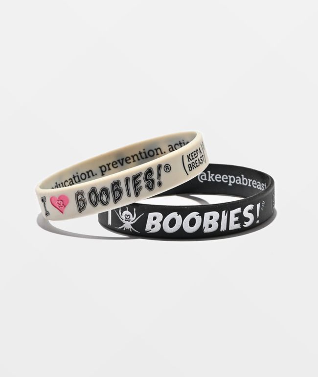 Keep A Breast Foundation I Heart Boobies Bones Black & White Mini 2 Pack Bracelets - Keep A Breast Foundation