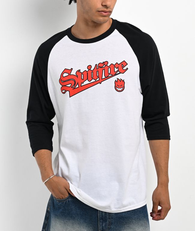 Spitfire Bighead White & Black Raglan T-Shirt - Spitfire