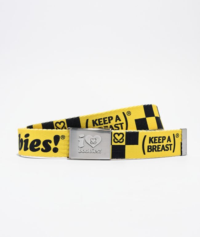 Keep A Breast I Heart Boobies Yellow & Black Checkered Belt - Keep A Breast Foundation