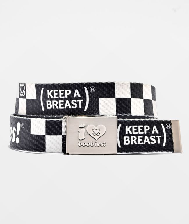 Keep A Breast Foundation I Heart Boobies Throwback Checkered Black Web Belt - Keep A Breast Foundation