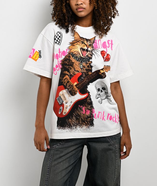 A.LAB Cat Rock White Oversized T-Shirt - A.LAB