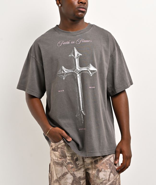 Ninth Hall In Flames Grey T-Shirt - Ninth Hall