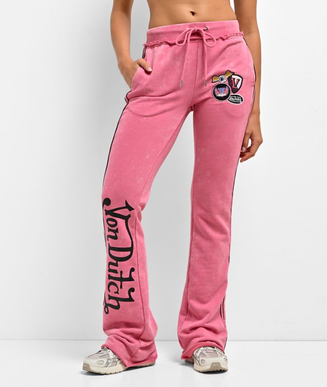 Von Dutch Rope Pink Wash Flare Sweatpants - Von Dutch