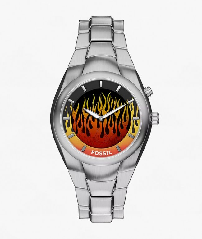 Fossil Big Tic Y2K Flame Yellow & Silver Analog & Digital Watch - Fossil