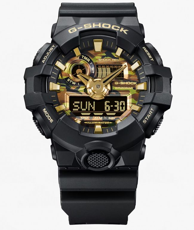 G-Shock GA-700CF-1ACR Black & Gold Camo Analog & Digital Watch - G-Shock