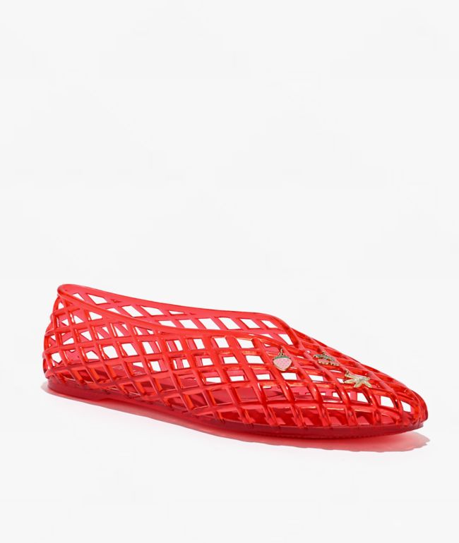 Wild Diva Suhana Red Ballet Flat Jelly Shoes - Wild Diva