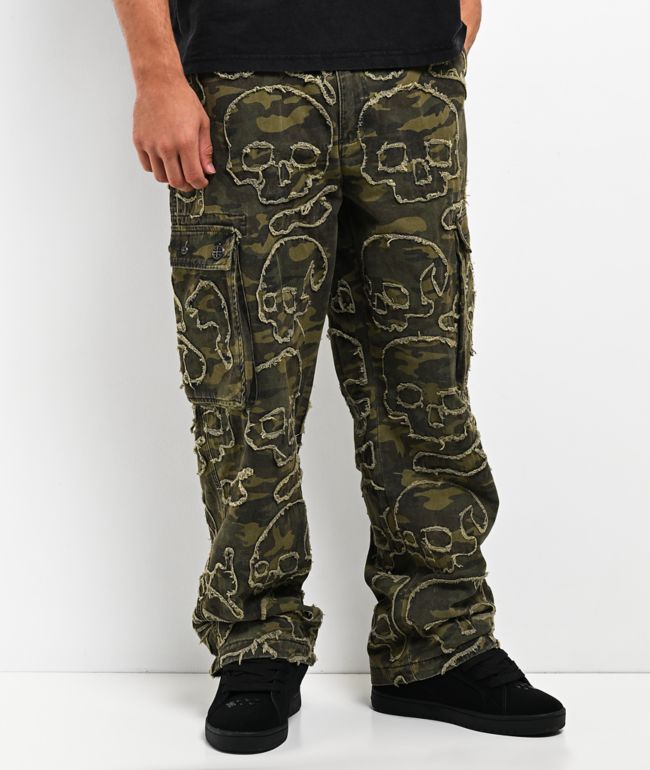 Affliction Skull Camo Wide Leg Cargo Pants - Affliction