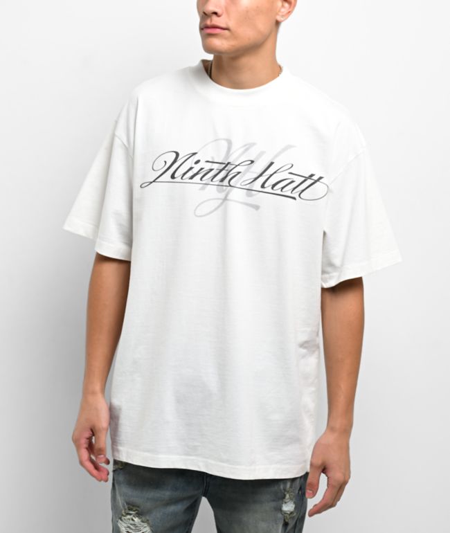 Ninth Hall Tonal Script White T-Shirt - Ninth Hall