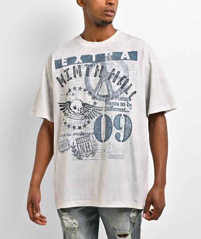 Ninth Hall Boot Camp Blues Dirty Wash White T-Shirt - Ninth Hall
