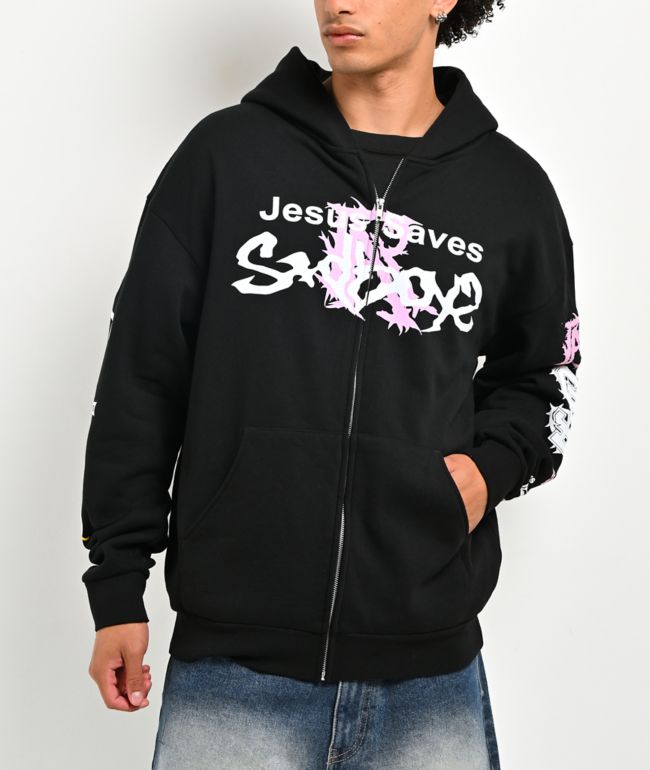 $AD BOYZ by Junior H x RUDE AWAKENINGS Black Zip Hoodie - SAD BOYZ
