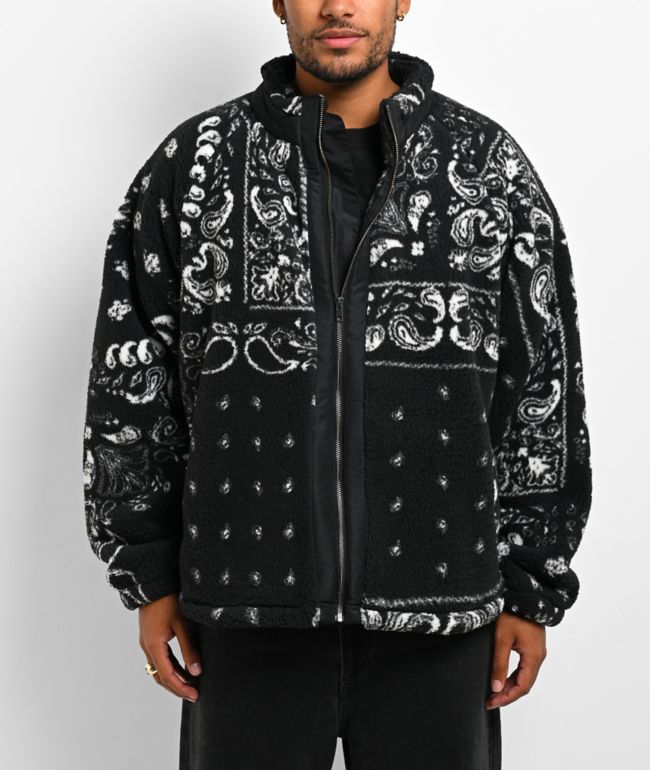 Shaka Wear Paisley Black Sherpa Jacket - Shaka Wear