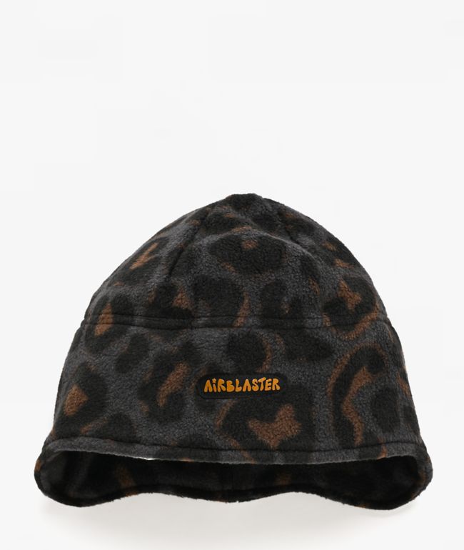 Airblaster Dropdown Black Leopard Fleece Hat - Airblaster