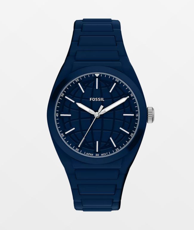 Fossil Everett Silicone Navy Analog Watch - Fossil