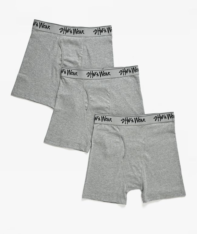 Shaka Wear 3 Pack Grey Boxer Briefs - Shaka Wear