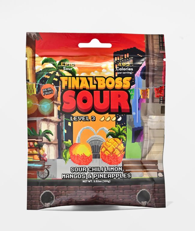 Final Boss Sour Level 3 Chili Limón Mango & Pineapple Fruit Candy - Final Boss Sour