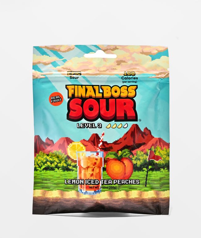 Final Boss Sour Level 3 Lemon Iced Tea Peaches Fruit Candy - Final Boss Sour