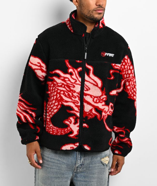 Hypland Year Of The Dragon Black Sherpa Zip Up Jacket - Hypland