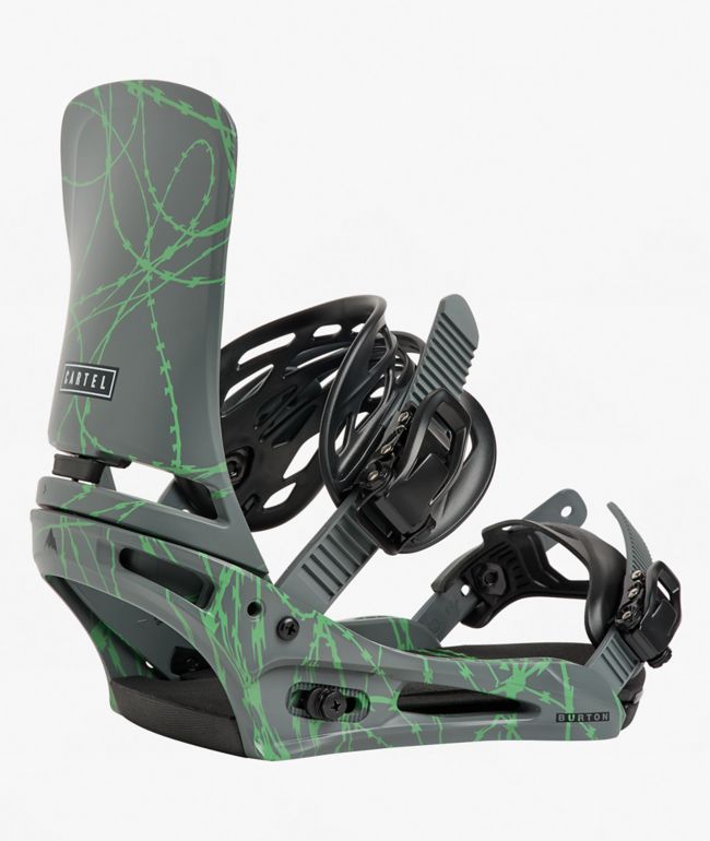 Burton Cartel Re:Flex Grey & Green Voltage Snowboard Bindings 2027 - Burton