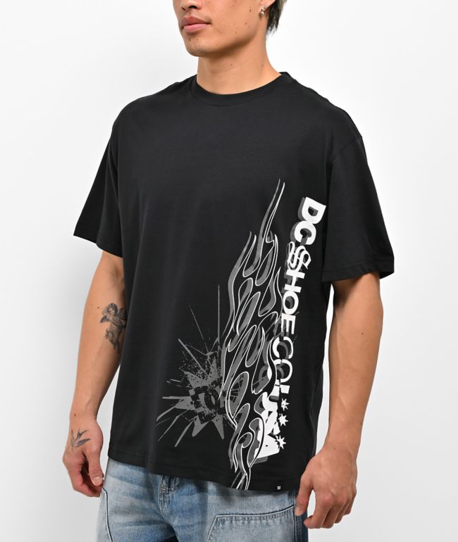DC Side Flame Black T-Shirt - DC