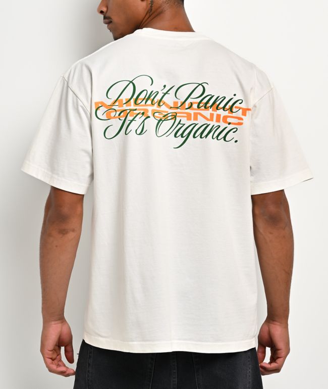 Midnight Organic Don’t Panic Script White T-Shirt - Midnight Organic