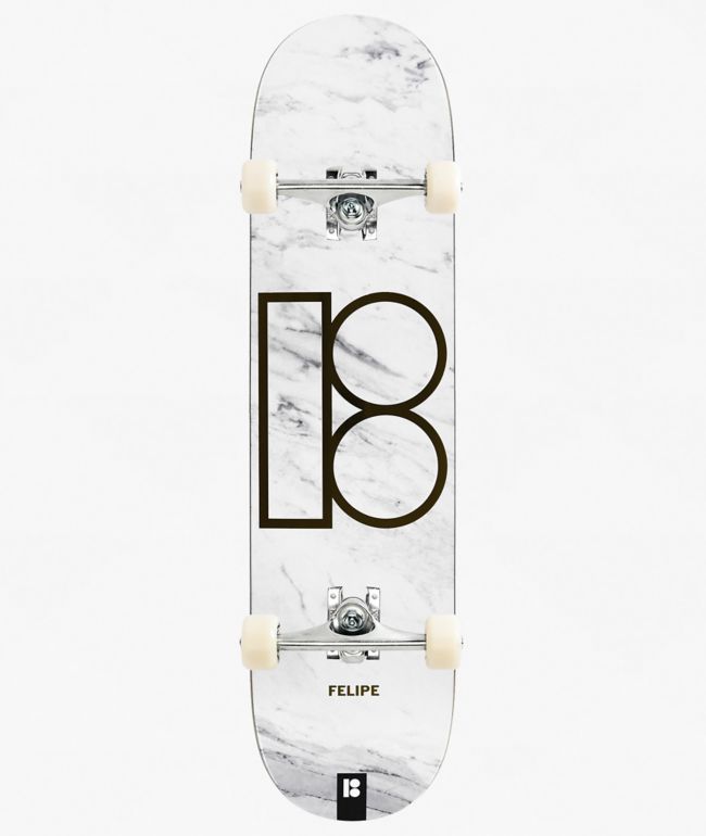 Plan B Gustavo White Marble Twin 8.0" Assembled Skateboard Complete - Plan B Skateboards