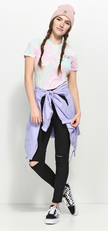 7 Cotton Candy RipNDip Tee Lenore Windbreaker with Vans Checkered Platform Old Skool | Zumiez