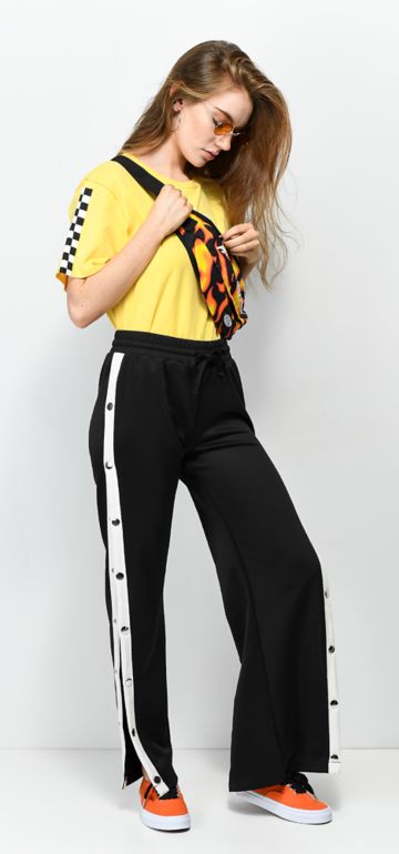 yellow track pants outfit