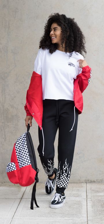 flame old skool vans outfit