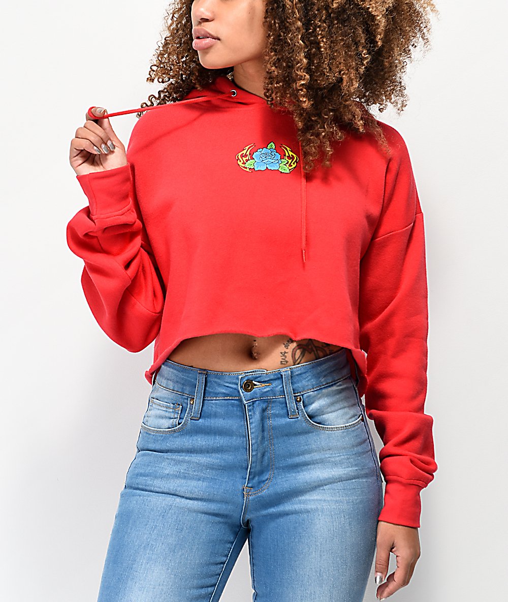 rose crop top hoodie