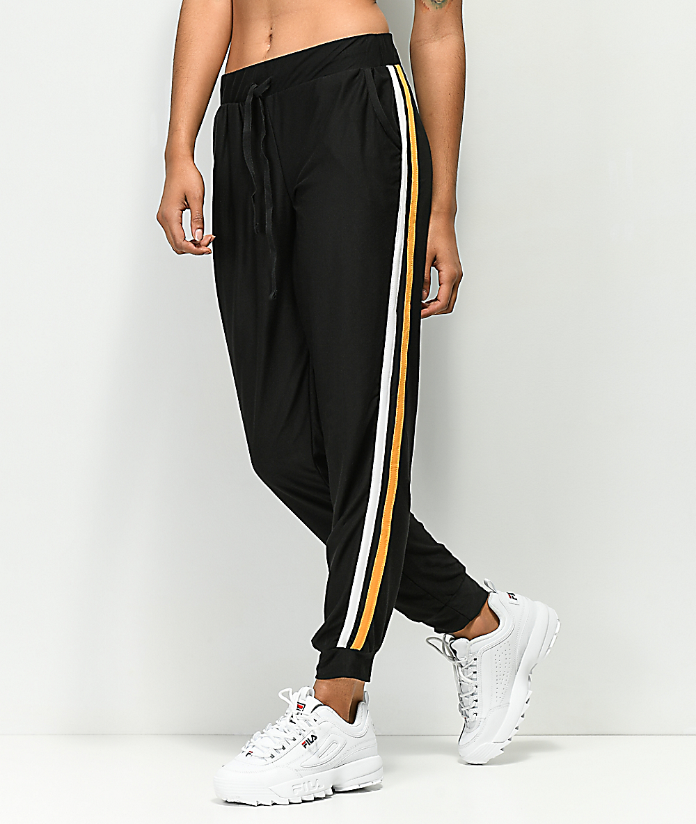 belted striped high waisted tapered pants