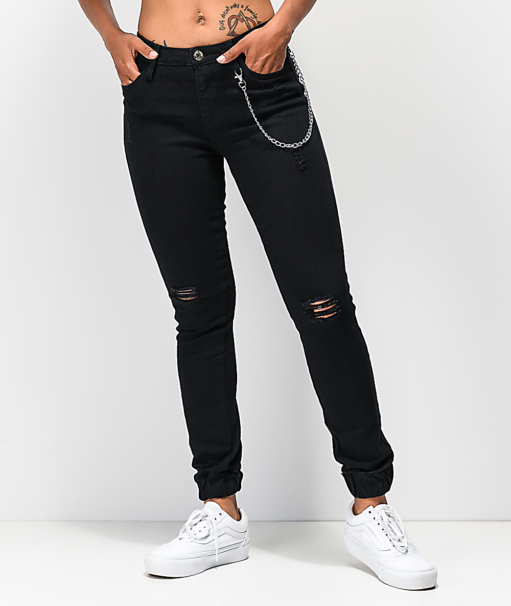 black skinny jean joggers