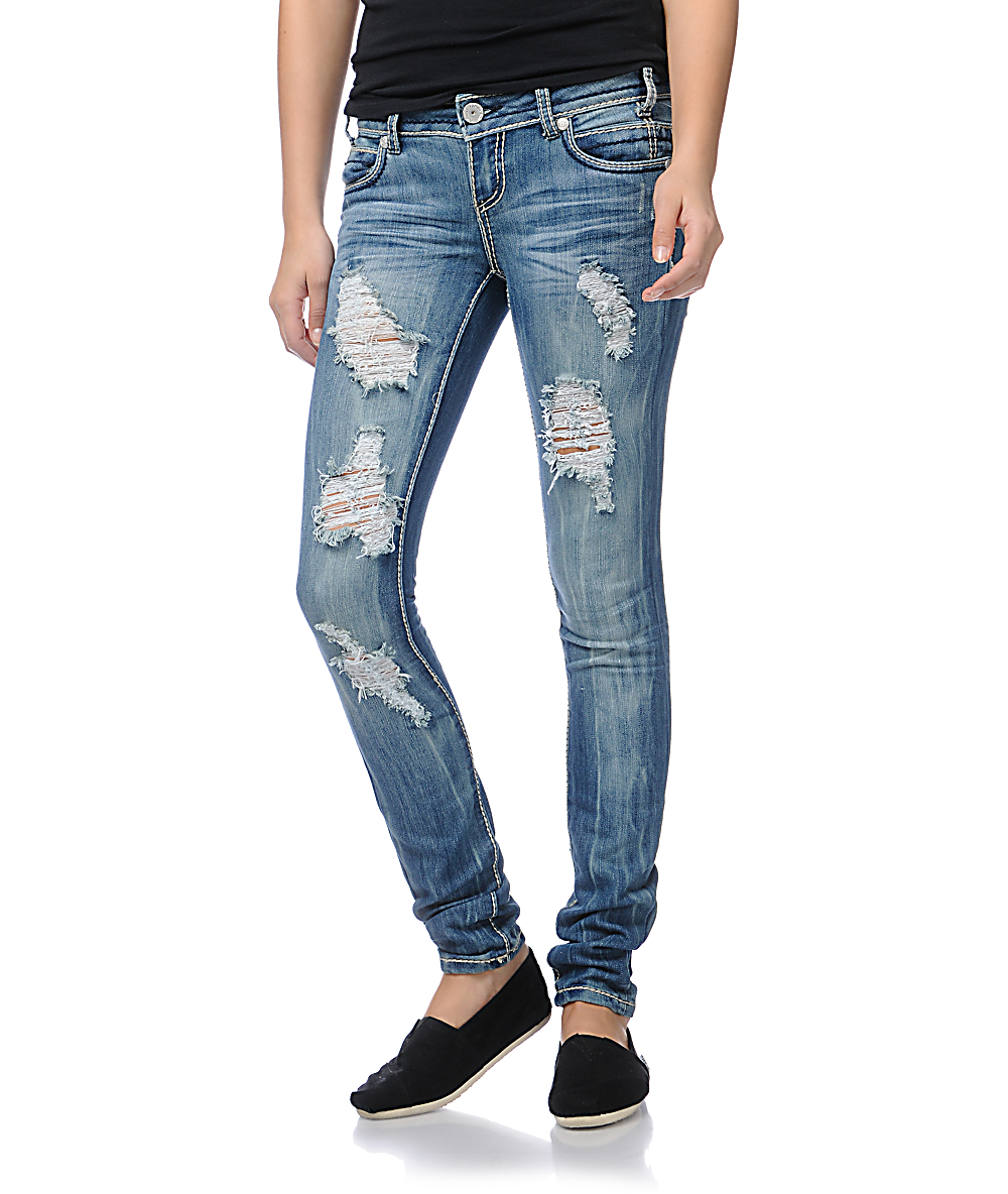 Almost Famous Elle Medium Blue Skinny Jeans | Zumiez